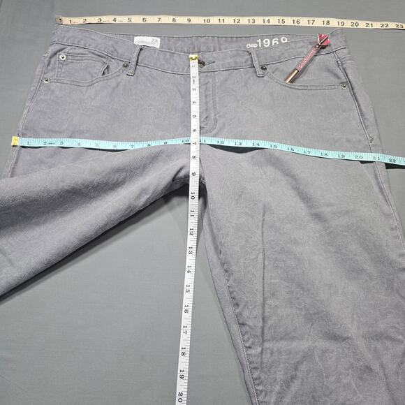 Gap 1969 Gray Always Skinny Jeans Stretch Muted Floral Denim Womens Size 33r Zip - Picture 6 of 9